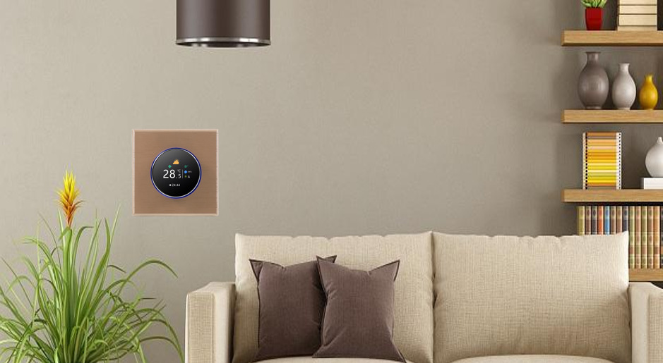 Smart thermostat with classic golden color for classic decoration